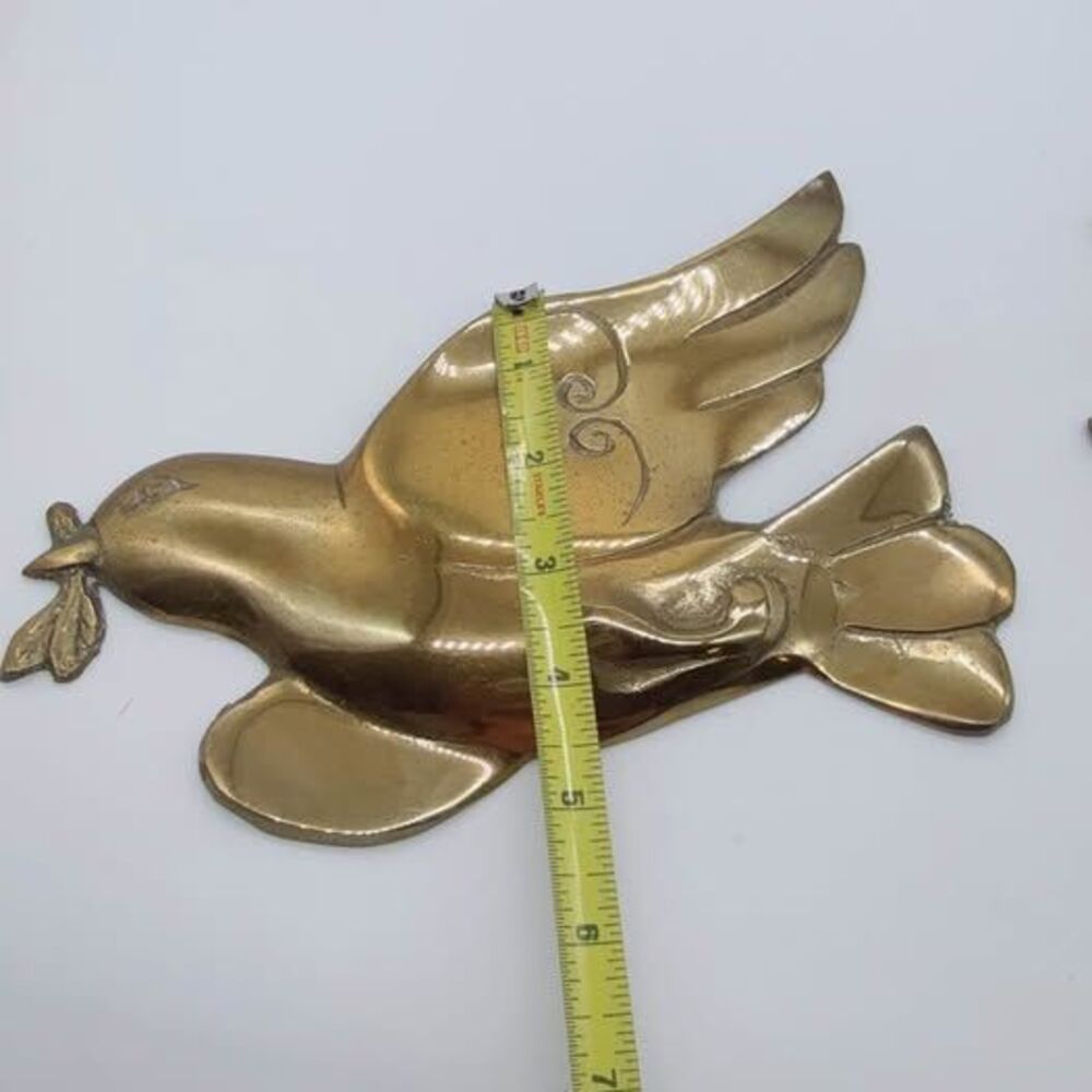 Vintage Brass Flying Birds Wall Decor Set of 3 Mid Century Peace Dove - Picture 3 of 7